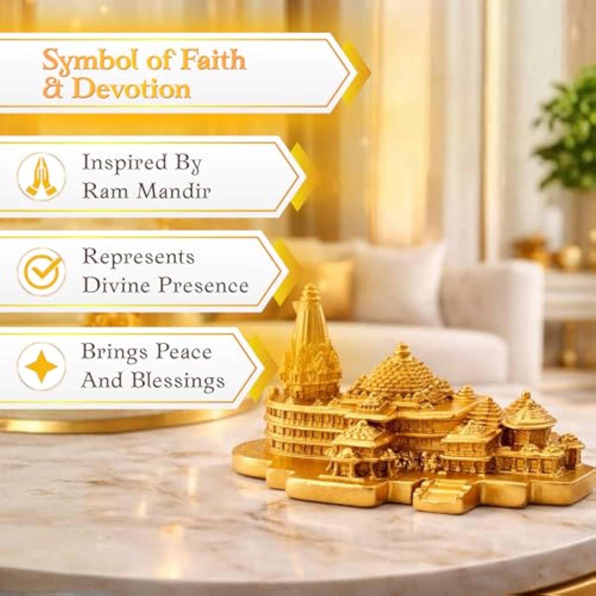 Gold Plated Sacred Ayodhya Ram Mandir Idol
