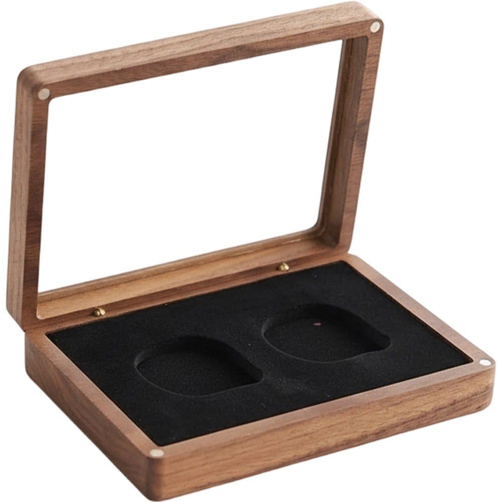 Sslvya Walnut Wood Challenge Coin Presentation Display Box Storage Case Coin Display Case for Commemorative Coins Medals