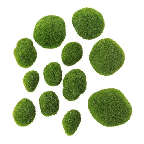 EXCEART 12 Pièces Artificielle Moss Rocks Faux Mousse Pierre Vert Mousse Boules pour Bocal en Verre Terrarium Aquariums