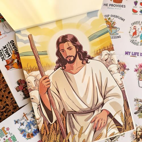 Image of Christian Bible Journaling Sticker Book | 28 Sheets of Inspirational Faith StickersJesus Cross Scripture Art for Planner, Journal & Scrapbook Supplies