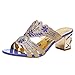 ✿✿Eaylis Damen Sandalen GroßFormatiger Strassstein Mit EIN Wort Dickem Absatz Sommer Strand Schuhe Hausschuhe Stilvoll Und Elegant