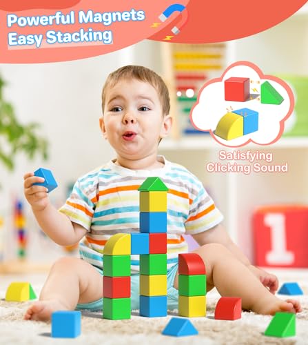 Image of Magnetic Blocks for Toddlers, 1.34 inch 36PCS Kids Building Toys, Creative Stacking Colorful Sensory Block with Magnet, Educational Construction Cubes Set for Boys Girls Kids Ages 3 4 5 6 7 Year