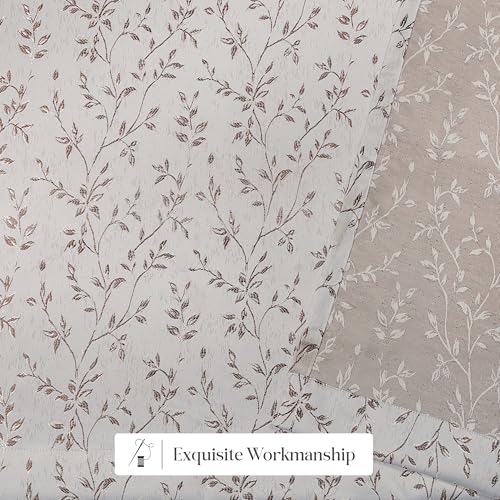 Image of Yellow Weaves 1 Pc Jacquard Leaf Eyelet Long Door Curtain - Perfect for Home, Office, Bedroom, Living Room & Balcony - 9 Feet (Brown)