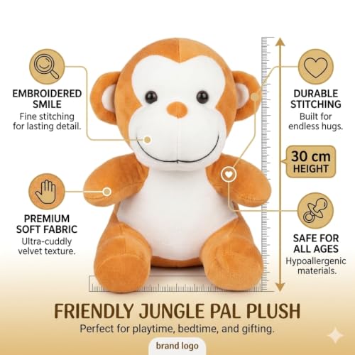 Image of 30cm Sitting Monkey Plush Soft Toy Cute Kids Animal Home Decor Boys /Girls 28 Cm