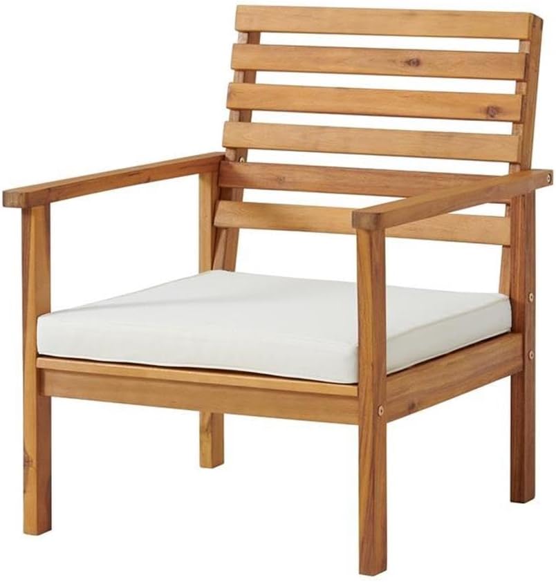 Acacia Wood 2-Person Bistro Set with Water-Resistant Seat Cushions Outdoor Furniture 25 in. W x 29 in. D x 29 in. H Weatherproof & Durable Hardwood Neutral Wood Finish & Natural Cushions