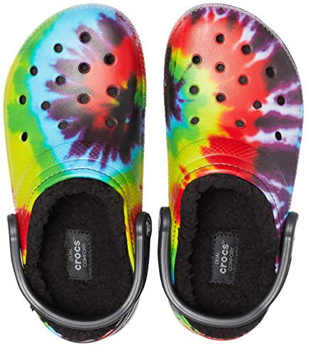 Crocs Unisex-Adult Classic Tie Dye Lined Clogs | Fuzzy Slippers, Rainbow Tie Dye, 12 Women/10 Men #TOP25