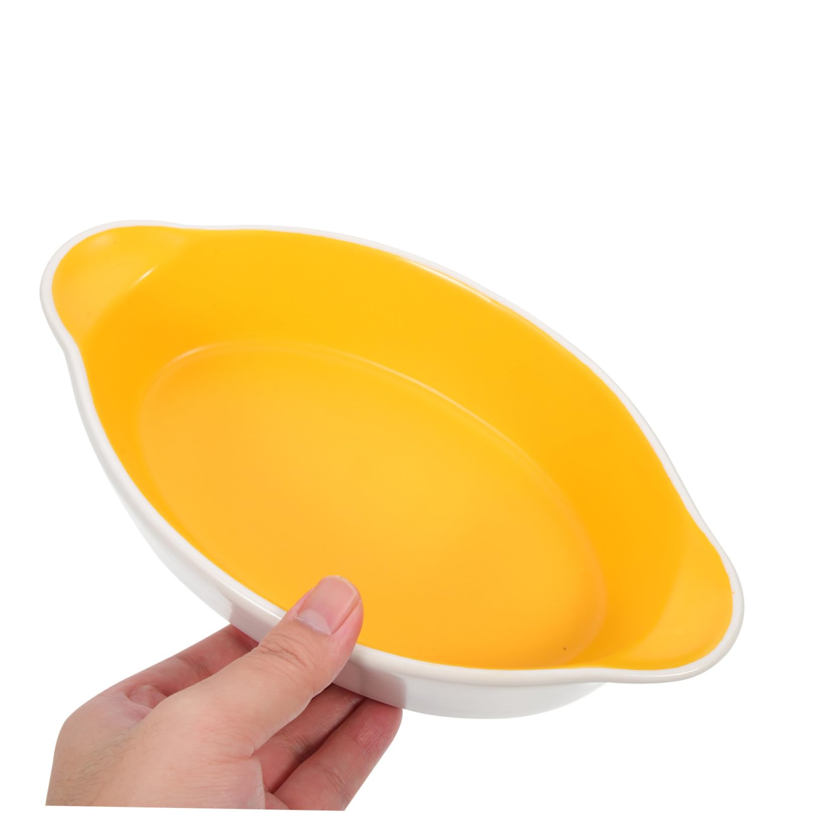 Bandeja de Cerámica con Doble Asa, Profunda, Amarilla | Bandeja Rectangular para Asar, Diseño de Patrón Único, Uso para Lasaña y Fruta