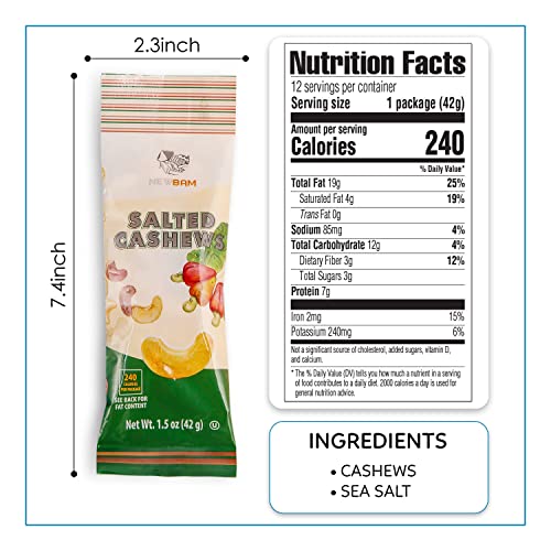 Newbam - Cashews Roasted Lightly Sea Salted Nut Snacks Box 12 Individual Pack (1.5Oz Per Pack) | Ready-To-Eat Cashew Roasted Salted Snack Size | Healthy Keto, Vegan, Gluten Free | No Oil, No Sugar Add. #TOP2
