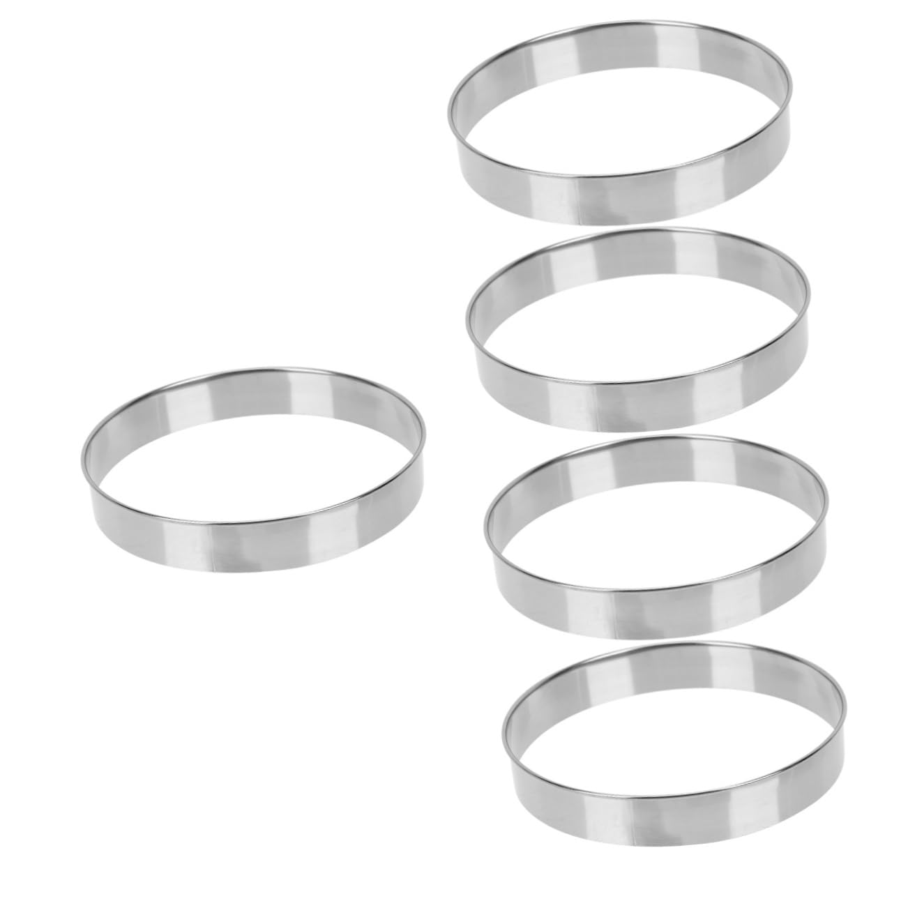 MAGICLULU 5pièces Anneau De Pâtisserie Inoxydable Anneau à Gâteau Multi-Fonction pour Crêpes Muffins Et Pizzas Accessoire Pratique Et Résistant à Haute Température