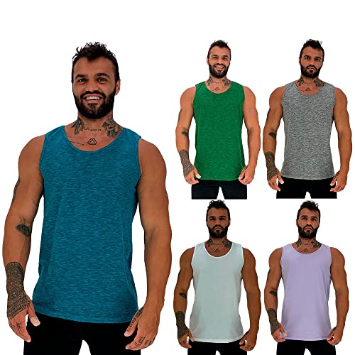 Kit 5 Regata Clássica Tradicional Masculina MXD Conceito Academia Musculação Treino Gym Sem Estampas