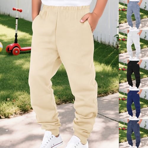 Boys Solid Elastic Waist Sweatpants Soft Casual Athletic Joggers Teen Fall Winter Solid Color Pants with Pokets3