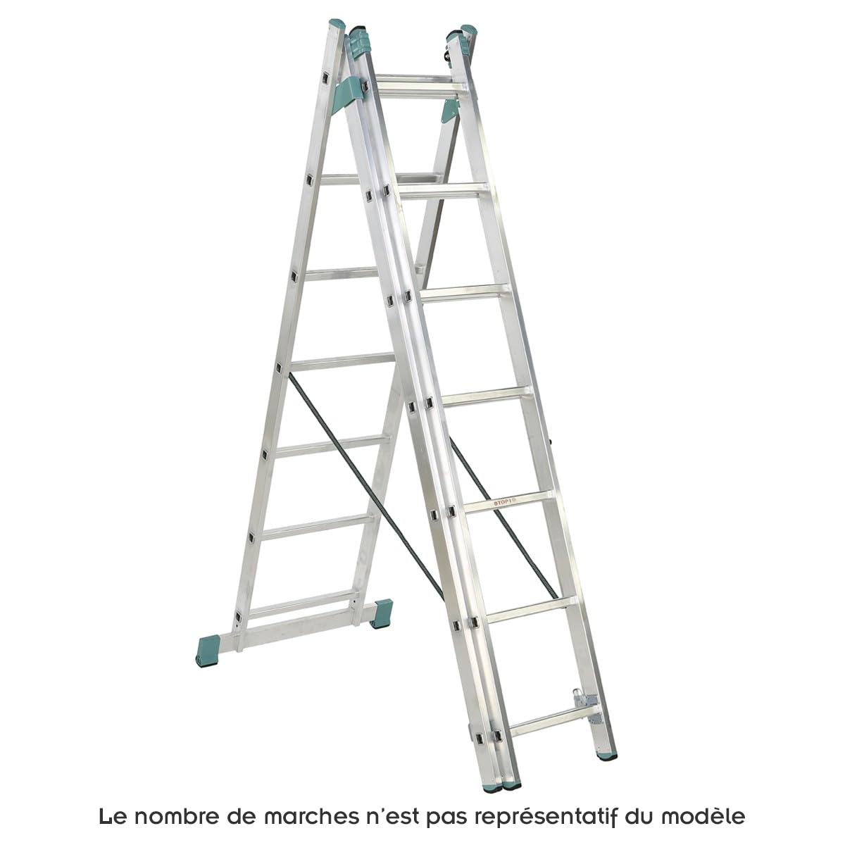 ALVE Aluminium Echelle coulissante extensible 3 plans Gris 9 marches