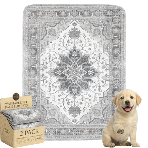 Image of Washable Pee Pads for Dogs,Great Urine Absorbent Reusable Puppy Training Pads,Waterproof,Leak-Proof & Non-Slip Potty Pads for Whelping,Crate,Playpen,Bed.(Gray Floral,18 inchx24 inch)