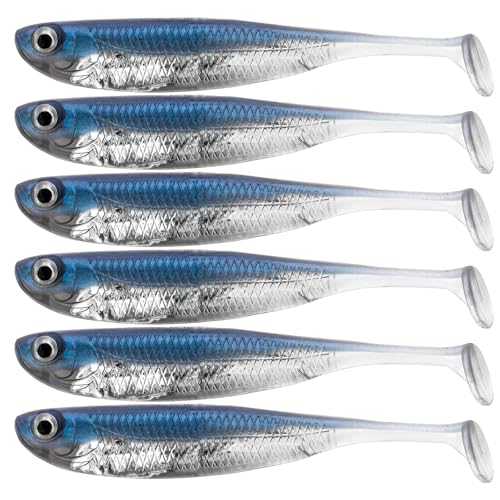 QualyQualy Soft Plastic Swimbait Paddle Tail Shad Lure Soft Bass Shad Bait Minnow Paddle Tail Swim Bait for Bass Trout Walleye Crappie 2.75in 3.14in 3.94in 5in (1#, 2.75in - 6Pcs)