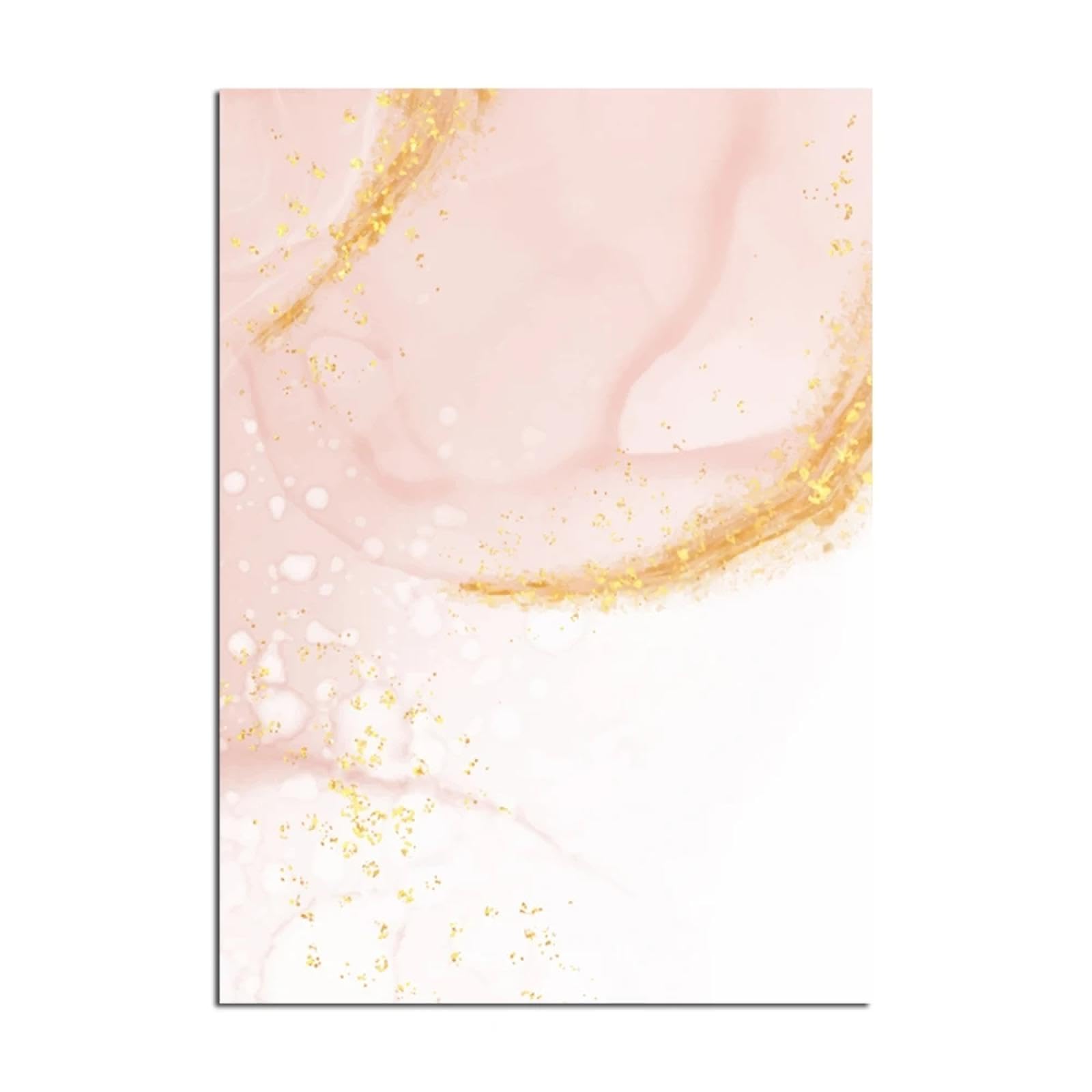 YIUEYI Lienzo de mármol rosa dorado para pared, pinturas artísticas hermosas impresiones carteles e imágenes abstractas imprimibles para decoración de sala de estar, marco de madera de 50 x 75 cm x 3