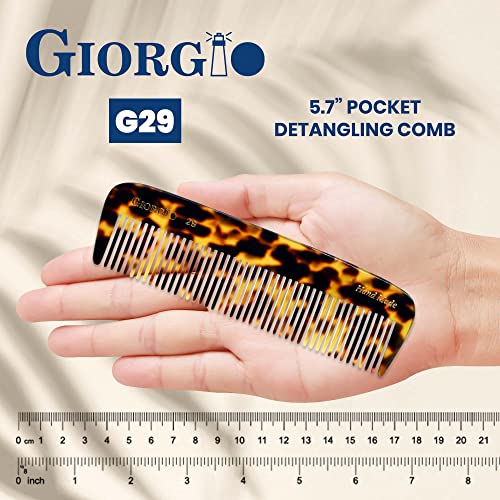Giorgio G29 All Coarse Hair Detangling Comb Wide Teeth Pocket Comb For Thick Curly Wavy Hair. Hair Detangler Comb For Grooming Styling Hair, Beard And Mustache. Handmade Saw-Cut And Hand Polished #TOP2