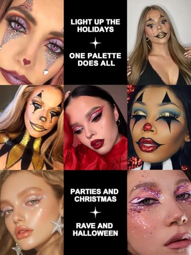 YOOVR Stocking Stuffers for Women Teen Girls Kids, Body Hair Face Glitter, 12 Colors Christmas Mardi Gras Accessories for Women, Face Paint Makeup Set Party Favors Rave Accessories Festival Essentials