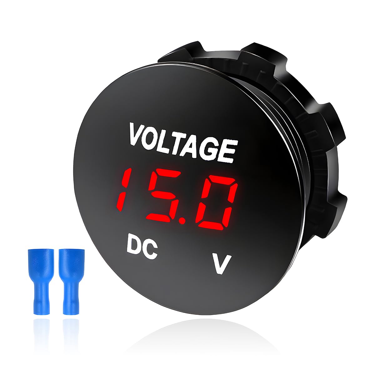 DC 12V 24 V Voltmeter Gauge, Car LED Digital Display Round Panel Voltage Gauge Meter, Waterproof Mini Volt Tester Battery Monitor Indicator for Car Truck Marine Boat (Red)-image-48