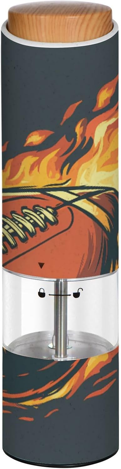ALAZA Electric Pepper Grinder with Adjustable Coarseness, Rugby Football Battery Automatic Salt and Pepper Mill with Led, One-Handed Operation Spice Grinder for Kitchen, Camping & BBQ