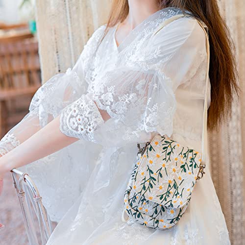 Image of SILKAREA Embroidered Cute Mini Crossbody Bag for Women Small Handbags Wristlet Wallet Bag Cell-phone Pouch Coin Purse