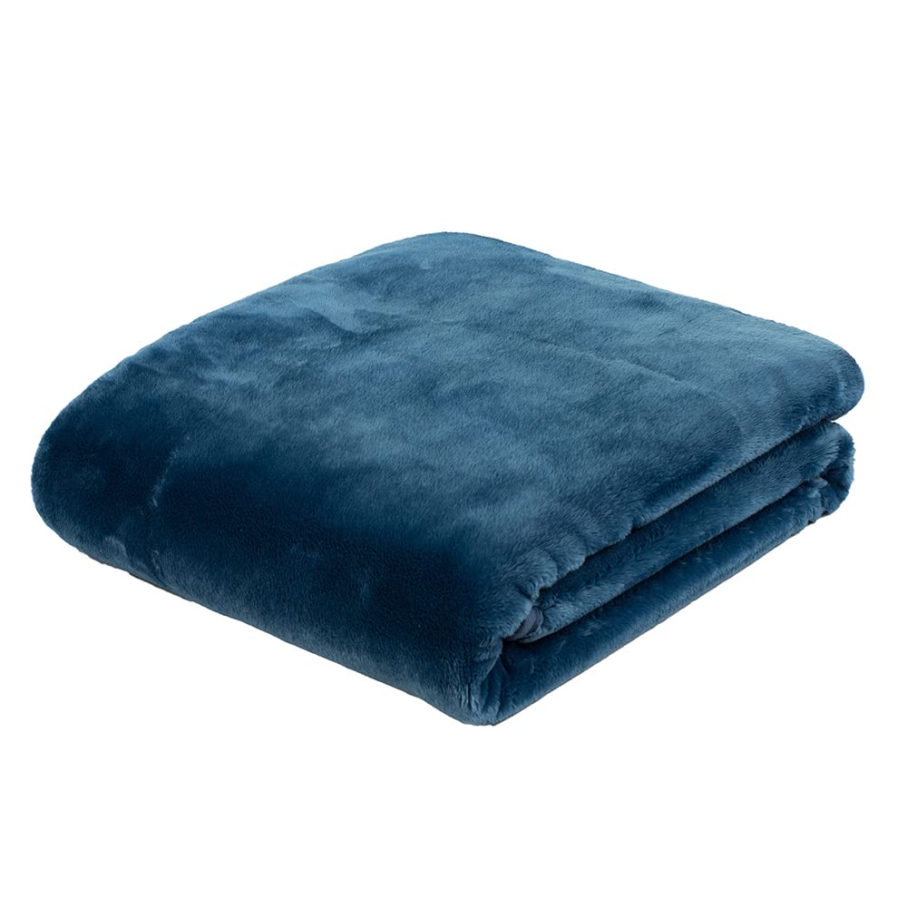 Gözze - Premium Cashmere-Feeling Wohn- und Kuscheldecke, 500 g/m², 220 x 240 cm - Blau