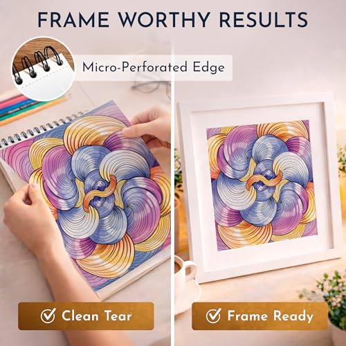 Image of Premium Artistic Mandala Coloring Book for Adults - 50 Abstract Designs - 180gsm Thick Bleed-Proof Paper, Spiral Bound Lay-Flat, Perforated - Frameable Art, Relaxation Gifts for Women, Adult Coloring