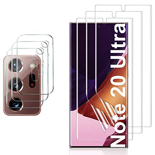 GESMA for Samsung Galaxy Note 20 Ultra Screen Protector and Camera Protector, [3 Screen Protector+3 Camera Protector][Support Fingerprint] TPU Screen Protector for Samsung Galaxy Note 20 Ultra (Transparent)
