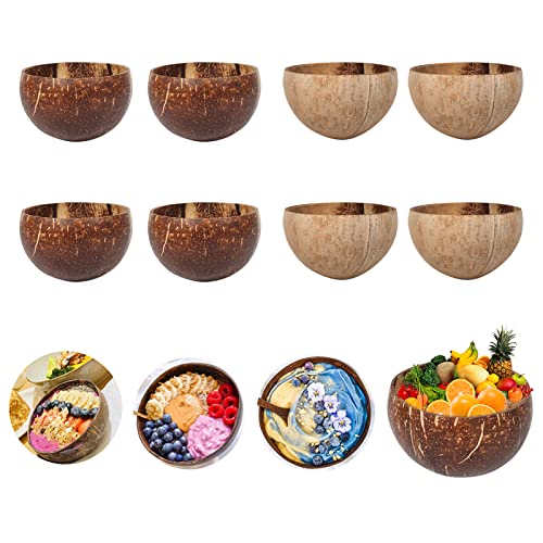 8Pcs Mini Coconut Bowls Set,Charcuterie Boards Accessory, Acai Bowl,Prep Bowl,Pinch Bowl,Sauce Cup,Charcuterie Cup,Salsa Bowl, Dipping Bowl,Small Condiment Bowl for Fruit,Party,Kitchen Serving