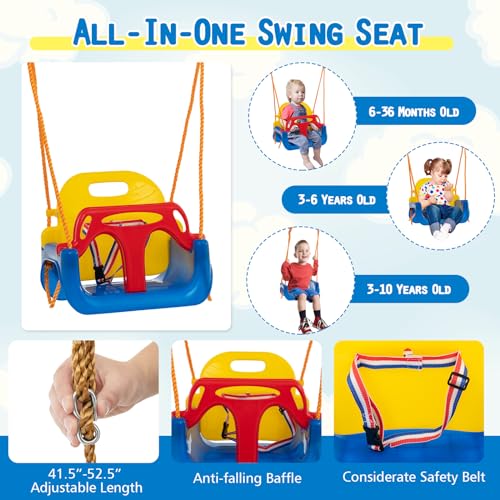 image for Costzon 660 lbs Swing Sets for Backyard, 3-in-1 Heavy Duty Extra Large