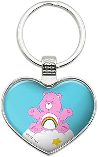 Care Bears Cheer Bear Keychain Heart Love Metal Key Chain Ring