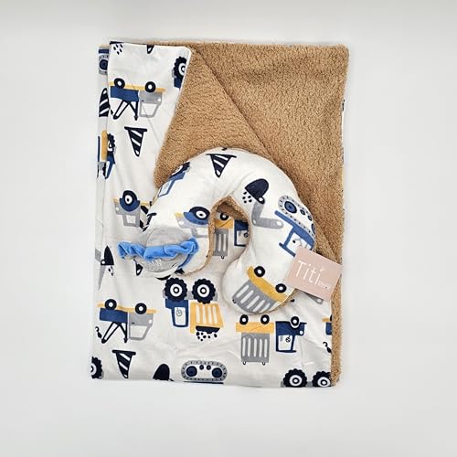 Image of TITI with Love Reversible Baby Blanket and Pillow Set - Lion Baby Blanket with Neck Pillow for Infants, Toddlers, and Travel, 37x27 in
