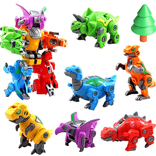 SCDXJ Dinosaurierspielzeug, EIN Roboter aus 6-Dinosauriern, geeignet für Jungen und Mädchen im Alter von 3-8 Cover