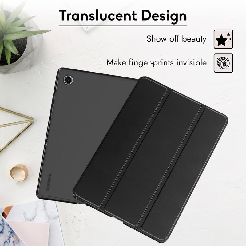 Robustrion Cover for Samsung Galaxy Tab A9 Cover Case 8.7 inch, Flip Stand Cover Case for Samsung Galaxy Tab A9 Tablet Cover [SM-X110/X115/X117] with Transparent Back - Black