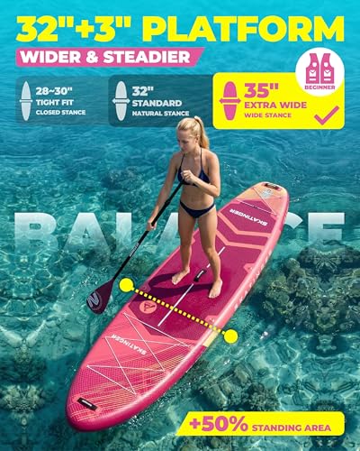 Image of Skatinger 11'6x35 inch Super Wide Inflatable Paddle Board, Ultra Stable Stand Up Paddleboards for 450lb /3 People /Family /Big Size w /Shoulder Strap, 100L Backpack, Ultra-Light All-Round Sup Board