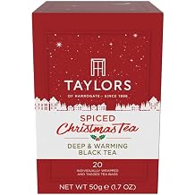 Taylors of Harrogate Spiced Christmas, Holiday Black Tea, Individually Wrapped Bags, 20 Count Pack of 6, Deep, Festive and Spiced, Caffeinated, Enjoy Hot or Iced, 120 Teabags