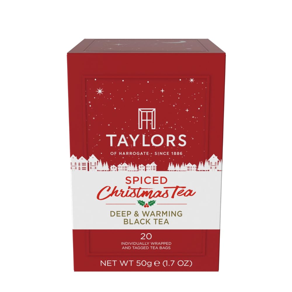 Taylors of Harrogate Spiced Christmas, Holiday Black Tea, Individually Wrapped Bags, 20 Count (Pack of 6), Deep, Festive and Spiced, Caffeinated, Enjoy Hot or Iced, 120 Teabags
