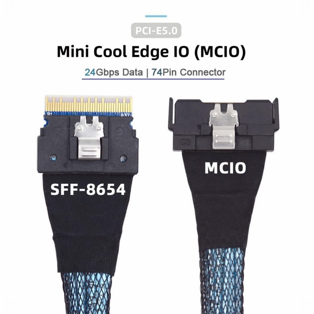 CY Cavo PCI-E 5.0 Mini Cool Edge IO MCIO PCI-E 8i 74Pin Maschio a Slimline SFF-8654 SAS 4.0 74Pin Maschio Extender Cable 50 cm