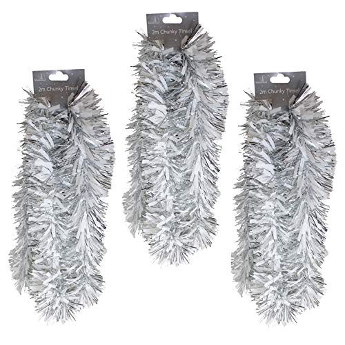 Tallon internationale Ltd Kerst Chunky Tinsel Tree Room Decoratie 3 Lengtes 2 Meter - Wit & Zilver