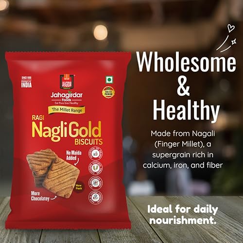 Image of JAHAGIRDAR FOODS Chocolate Flavour | 0% Maida RAGI Biscuit | Cookies Millet Biscuits - 250g (Pack of 1)