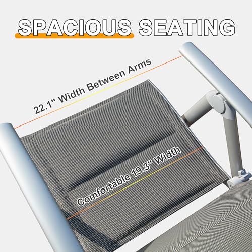 Domi Outdoor Living 0339-2-0402 Domi Patio Folding Chairs Set Of 2, Aluminium Frame Outdoor Reclining Patio Chairs For Garden Camping Poolside Beach Deck, Adjustable High Back Lawn Chairs thumb #7