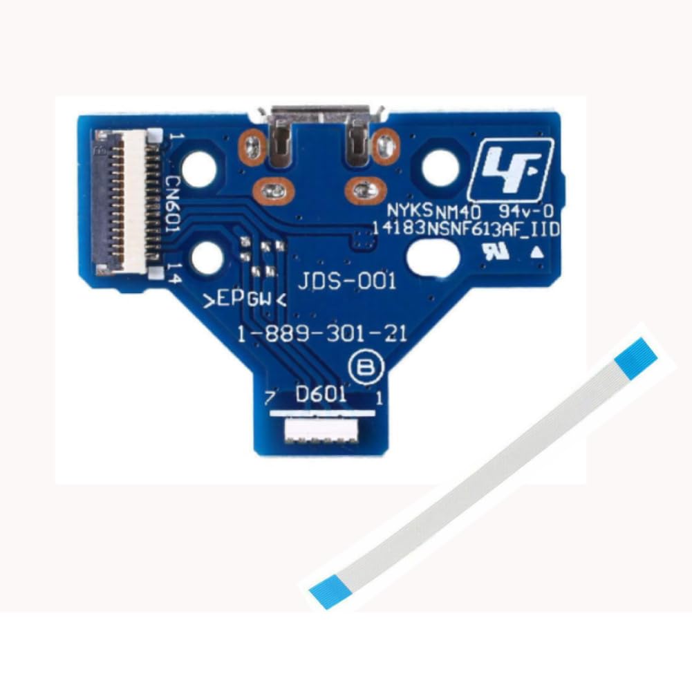 TCOS TECH PS4 Controller USB Charging Port Charger Socket Board JDS-001 with 14 Pin Power Switch Flex Eject Ribbon Cable for Sony PlayStation 4 PS4 Controller-picture-10