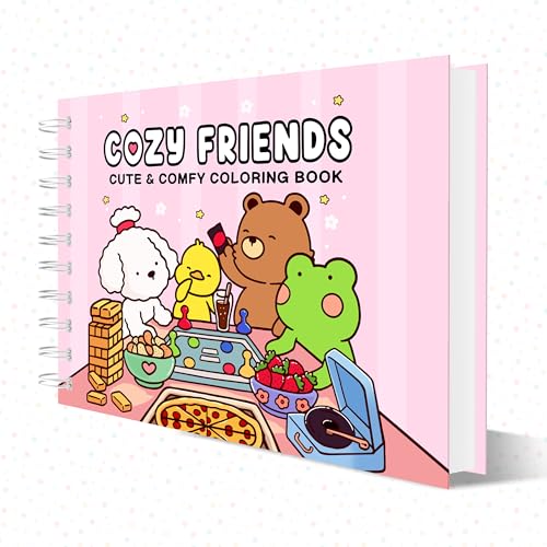 Livro de Colorir Ursinho Cozy Friends Amigos 45 Folhas 180 Gramatura Capa Dura Caderno Desenho Pintu
