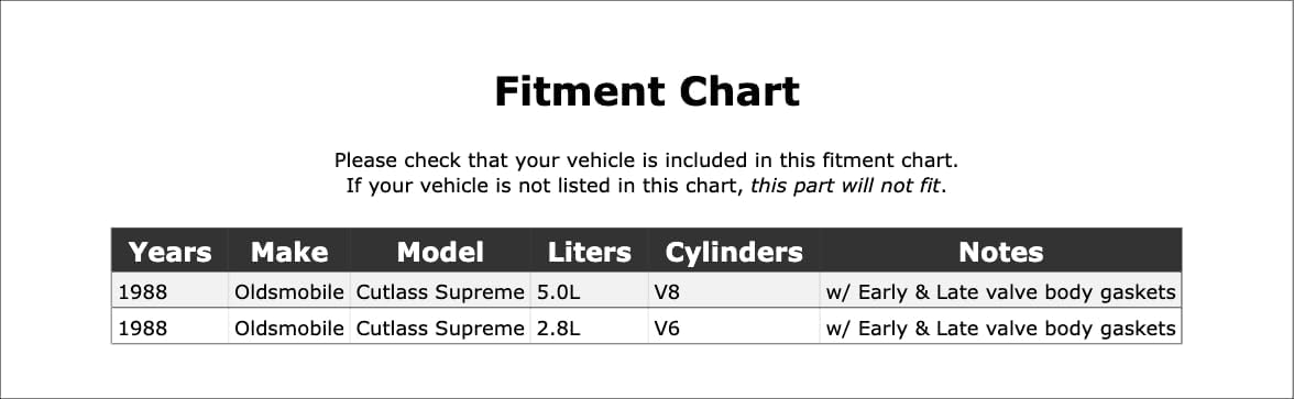 Automatic Transmission Overhaul Kit Compatible With Oldsmobile Cutlass Supreme 1988 P-3505955