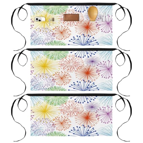 Tablier court de chef 3 poches demi-tablier cuisine pâtisserie restaurant multicolore