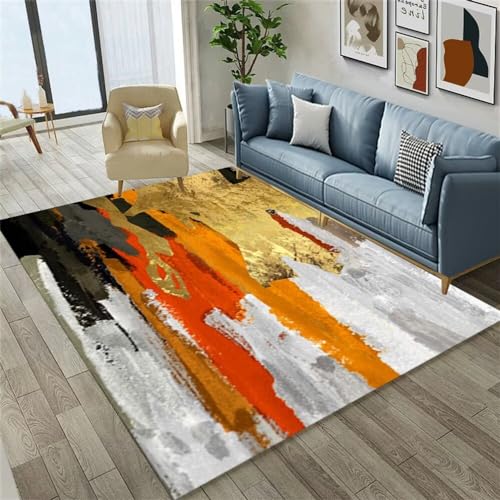 Tapis de sol pour bébé orange abstrait 80x120cm lavable