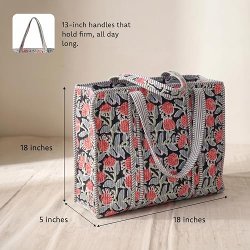 Bolso Tote grande acolchado de algodón 100% para mujer miniatura 3