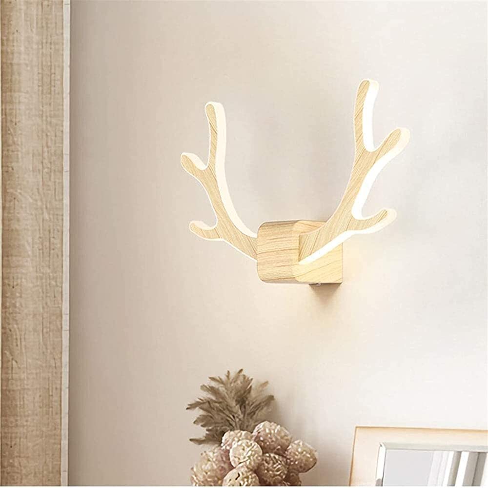 SXWNBIFH wall lamp Wall Lamps,Modern Led Wall Lights,Deer Antler Wall Light Fitting, Indoor Sconce 8W Bedside Wall Lamp Background Wall Lighting for Living Room/Bedroom/Study/Corridor/Aisle/Wood/2700