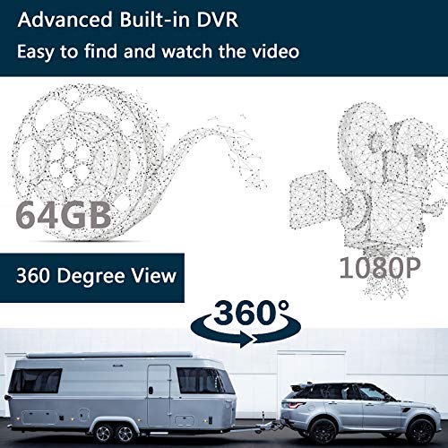 Rv Backup Camera 10.1" 1080P Monitor & Built-In Dvr For Truck Trailer Rear Side Front Reversing View Wired System Fhd Image 4 Split Large Screen 64Gb Record Ip69 Waterproof Avoid Blind Spot Kit #TOP4