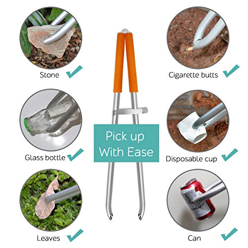 ejg 3634 long trash amp garbage picker grabber lightweight aluminium amp rustproof litter pick up stick trash tong reaching assist tool reacher tool for elderly garden nabber plogging orange