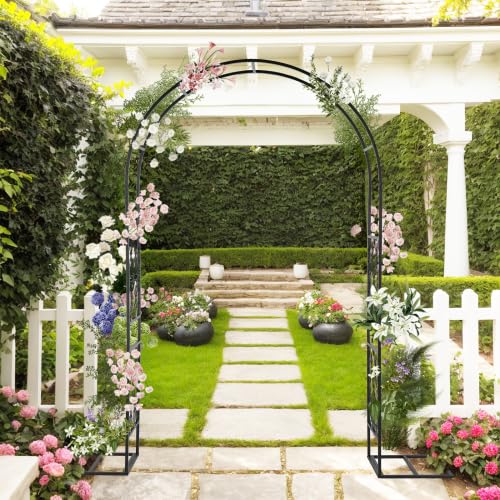 Bonnlo Arche de Jardin pour Rosier Treillis, Arche en Fer pour Plantes Grimpantes et Rosiers, Tonelle Jardin pour Mariages, Fêtes et Décorations Extérieures 230 x 220 x40cm,Style Boho